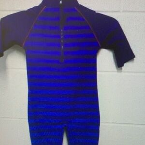 Navy Striped Kids Swim Bodysuit